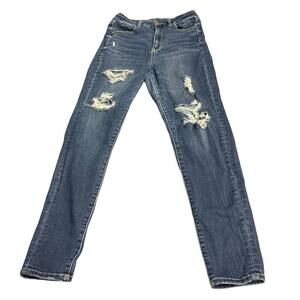American Eagle Womens Next Level Stretch Distressed Skinny Blue Jeans Size 8‌